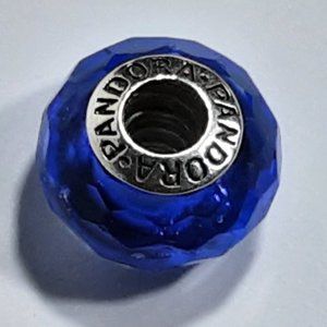 PANDORA MURANO GLASS BEAD CHARM BRIGHT BLUE WITH GEMLIKE FACETS